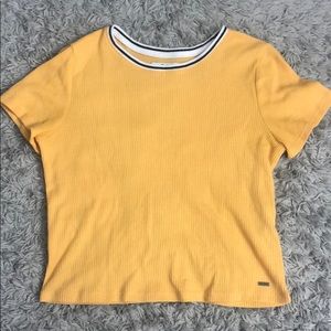 Yellow cropped Polyester tee